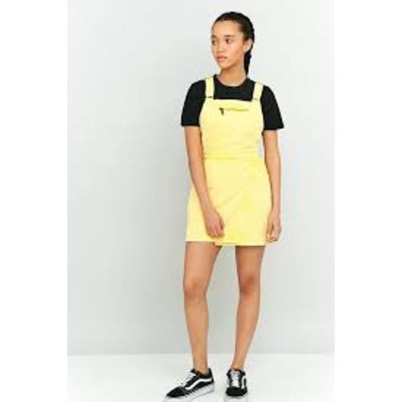 URBAN OUTFITTERS BDG Jessy Pinafore Overall Mini Dress Yellow Size 2 - Picture 1 of 6